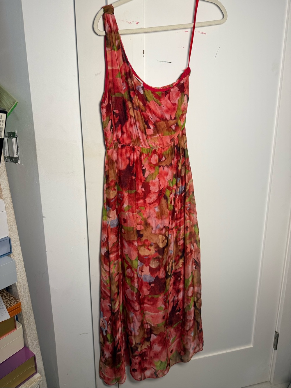 LARA Red Floral One-Shoulder Maxi Dress